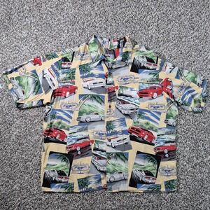 Reyn Spooner Ford Mustang Rayon Short Sleeve Button Down Men's Size XL Cars